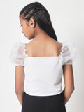 Knitted Organza Sleeves Top