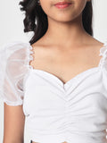 Knitted Organza Sleeves Top