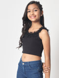 Knitted Sequin Embroidered Ruffle Top