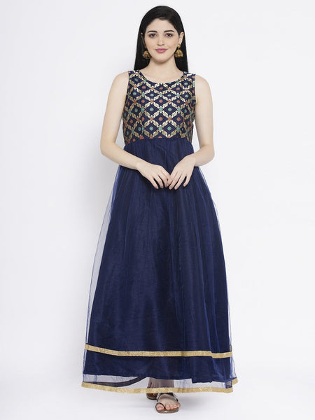 Brocade and Net Embellished Maxi Kurta