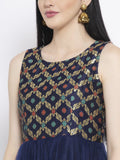 Brocade and Net Embellished Maxi Kurta