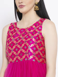 Brocade and Net Embellished Maxi Kurta