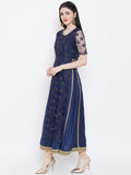 Net Embroidered and Silk Attatched Layered Embellished Maxi kurta