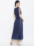 Net Embroidered and Silk Attatched Layered Embellished Maxi kurta