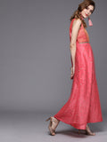 Brocade and Net Sequins Embroidered Maxi Kurta