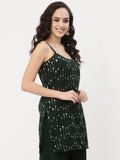 Georgette Sequin Embroidered Spaghetti Kurti
