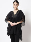 Georgette Sequin Embroidered Yoke Kaftan