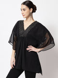 Georgette Sequin Embroidered Yoke Kaftan