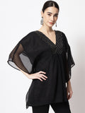 Georgette Sequin Embroidered Yoke Kaftan