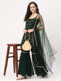 Georgette Sequin Embroidered Spaghetti Kurti Set