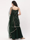 Georgette Sequin Embroidered Spaghetti Kurti Set