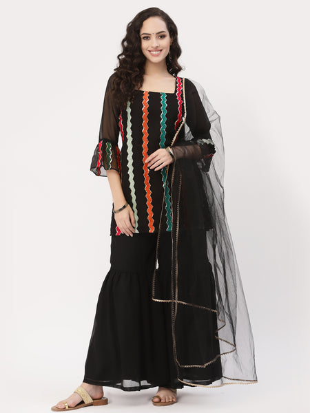 Georgette Sequin Embroidered Kurti Set