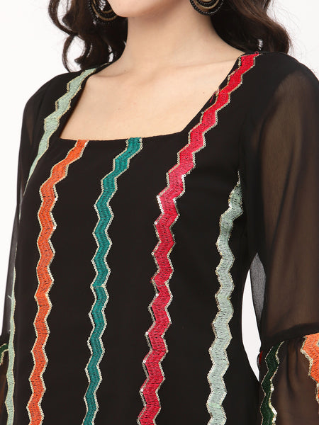Georgette Sequin Embroidered Kurti Set
