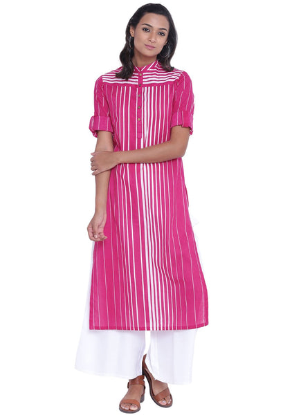 Cotton Cambric Printed Collared Kurta Set