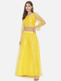 Net Sequins Embroidered Gathered Lehenga Set