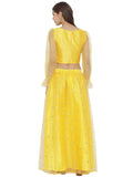 Net Sequins Embroidered Gathered Lehenga Set