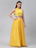 Net Sequins Embroidered Gathered Lehenga Set
