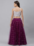 Net Sequins Embroidered Gathered Lehenga Set
