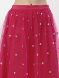 Net Sequin Embroidered Gathered Skirt