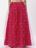 Net Sequin Embroidered Gathered Skirt