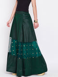 Dupion & Net Sequins Embroidered Panelled Skirt