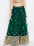 Net Sequin Embellished Gathered Skirt