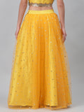 Net Sequins Embroidered Gathered Skirt