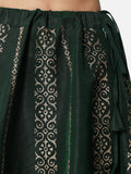 Dupion Hand Block Printed Embellished Bias Skirt