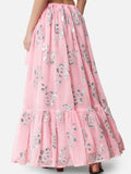 Georgette Floral Embroidered Tiered Skirt with Can-can