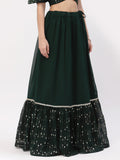 Georgette Sequin Embroidered Tiered Skirt with Can-can