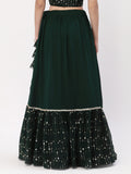 Georgette Sequin Embroidered Tiered Skirt with Can-can