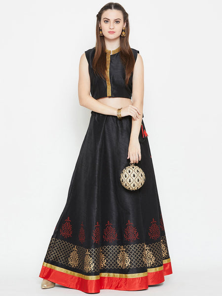Dupion Block Printed Bias Skirt