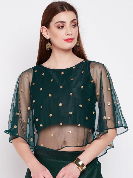 Net Sequins Embroidered Readymade blouse