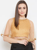 Net Pearl Embellished Brocade Readymade blouse