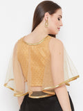Net Pearl Embellished Brocade Readymade blouse
