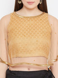 Net Pearl Embellished Brocade Readymade blouse