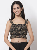 Georgette Hand Block Printed Ruffle Readymade blouse