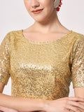 Net Sequin Embroidered Sheer Sleeves Readymade blouse