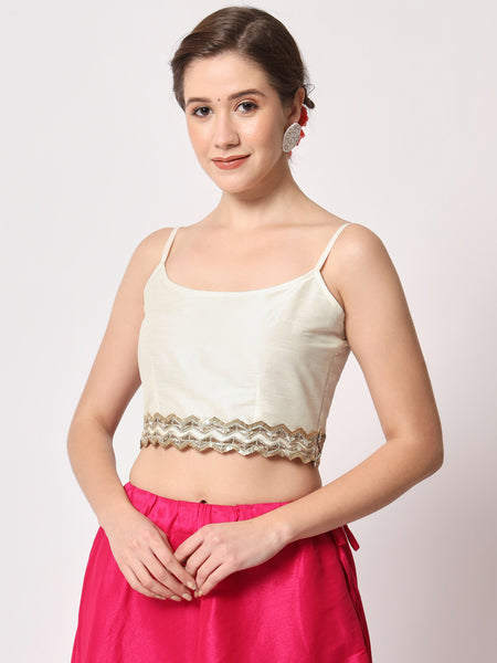 Dupion Embellished Spaghetti Readymade blouse