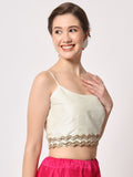 Dupion Embellished Spaghetti Readymade blouse