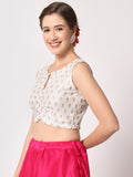 Dupion Block Printed Readymade blouse