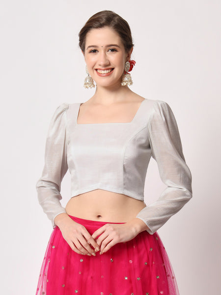 Cotton Tissue Sheer Sleeves Readymade blouse