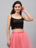 Net Embroidered Spaghetti Readymade blouse