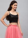 Net Embroidered Spaghetti Readymade blouse