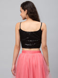 Net Embroidered Spaghetti Readymade blouse