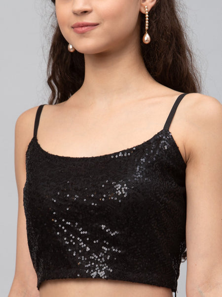 Net Embroidered Spaghetti Readymade blouse