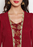 Georgette Block Printed Embroidered Cape Top
