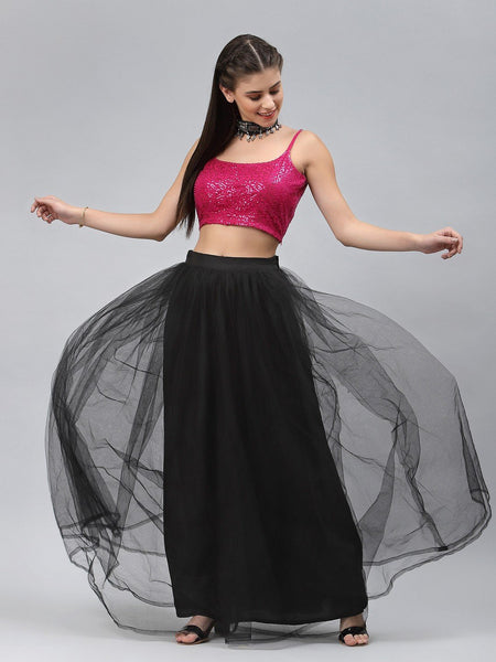 Net Sequin Embroidered Spaghetti Readymade blouse