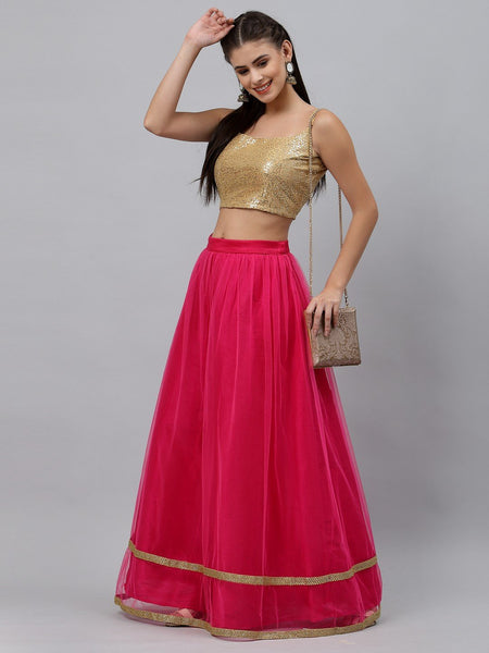 Net Sequin Embroidered Spaghetti Readymade blouse