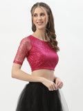 Net Sequin Embroidered Sheer Sleeves Readymade blouse